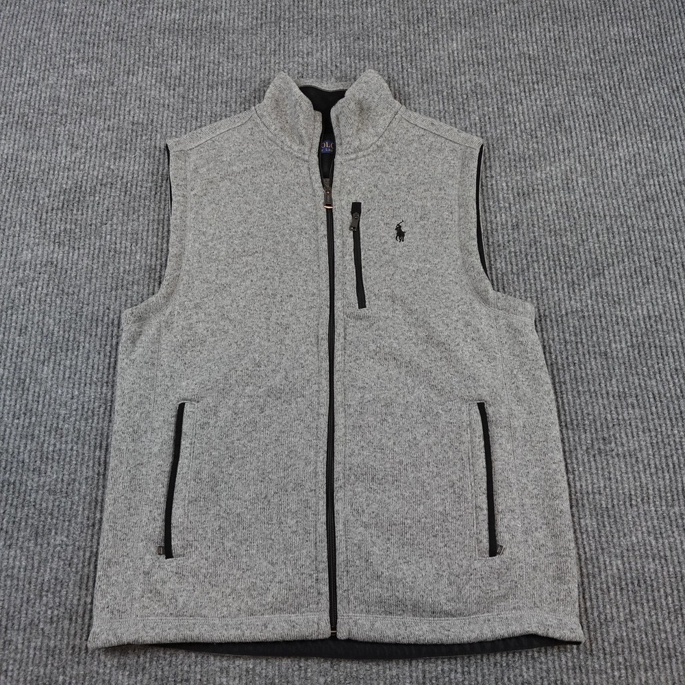 Polo Ralph Lauren Performance Fleece Vest Mens Medium Gray Full Zip